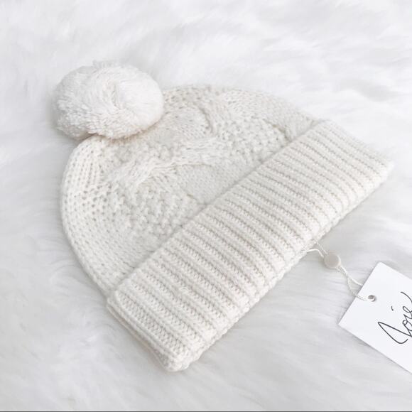 JOIE Pom Pom Cable Knit Beanie Hat - Picture 5 of 7